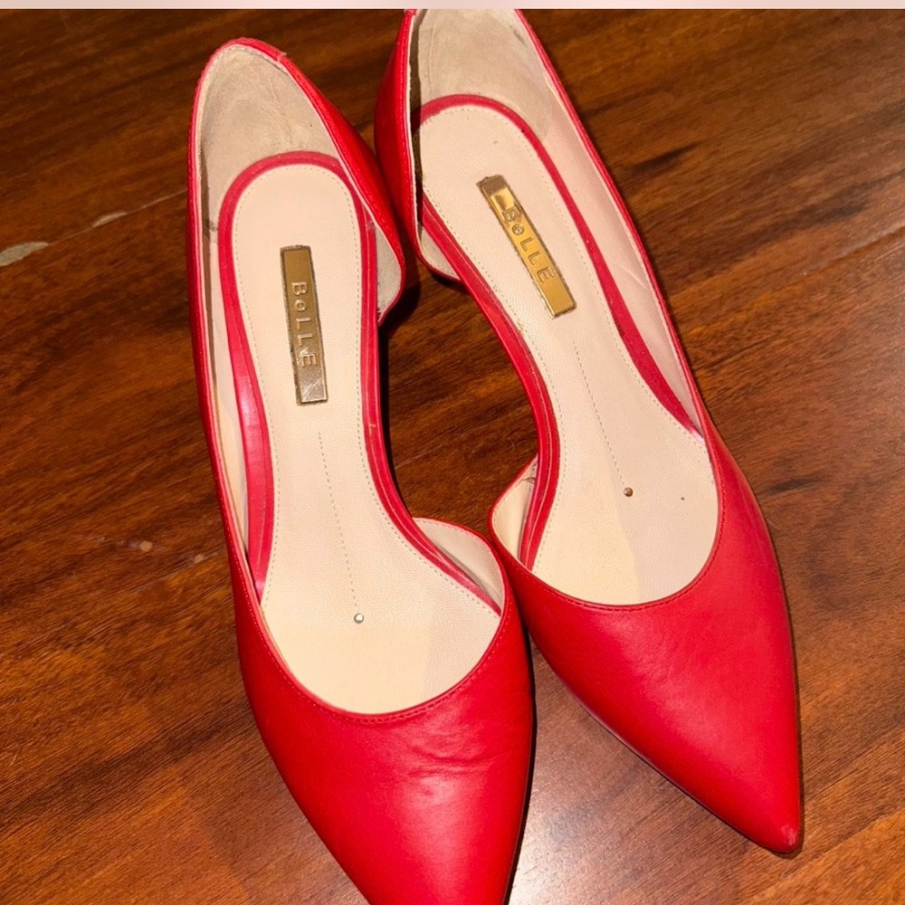 Belle Red Pointed Toe Heels